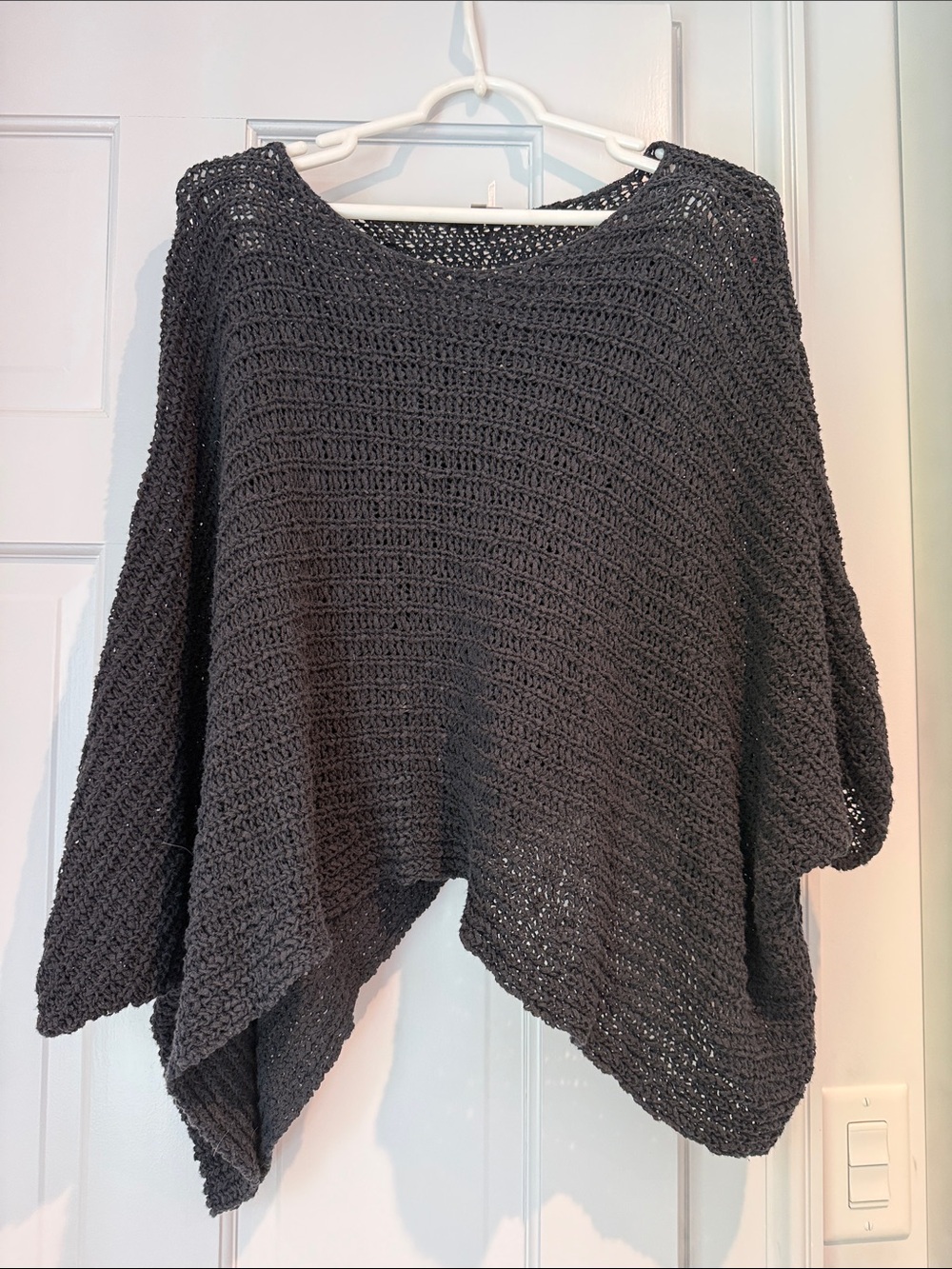 Helmut Lang sz Small Black Open-Knit Women's Sweater Poncho cotton